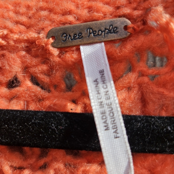 NWOT FREE PEOPLE Crashing Waves Knit Pullover in Orangy Red, XS - Picture 11 of 13